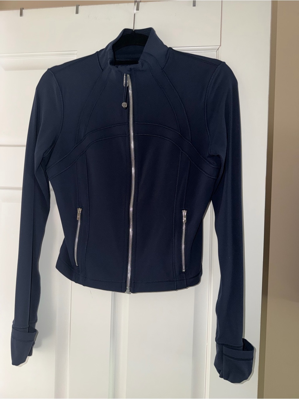 Lululemon Define Cropped Nulu Jacket True Navy Mirror Silver Size 8